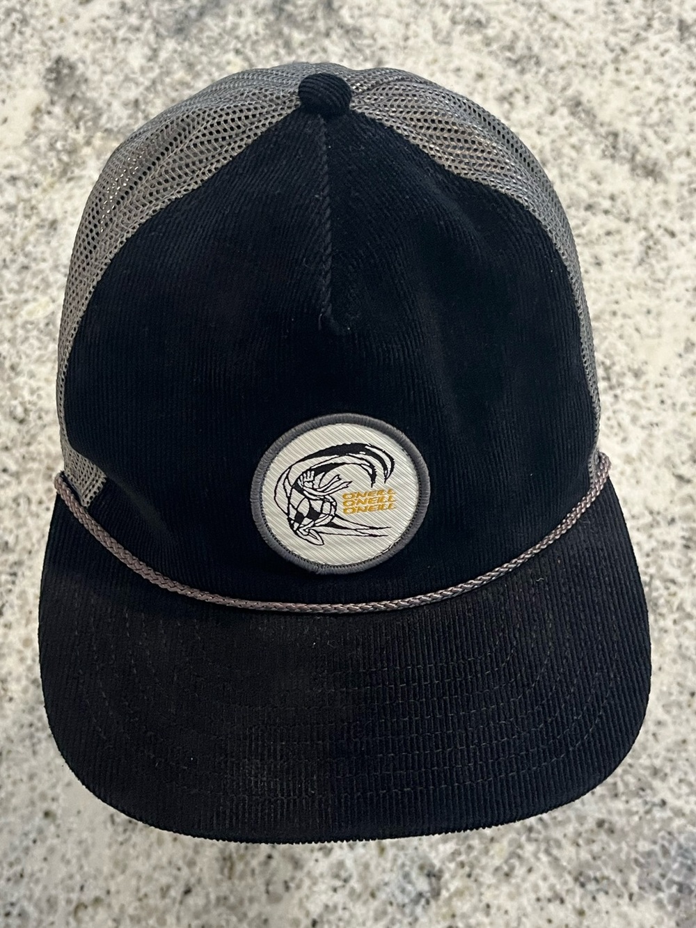 O’Neill Hat Cap SnapBack Adjustable Corduroy w/ Rope Cotton Black-Gray OSFM